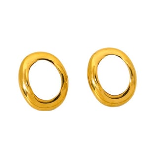 1 1 Stück elegante, schlichte, runde, goldfarbene Ohrringe aus Edelstahl für Damen h5 Bild5