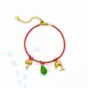 Contrasterende kleur fruit katoenen touw roestvrij staal dames bedelarmbanden h5 