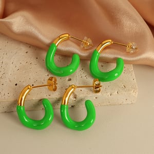 Colorful Stainless Steel Hoop Earrings h5 Picture3