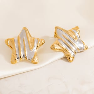 Retro Star Titanium Steel Gold Color Women's Stud Earrings h5 Picture8