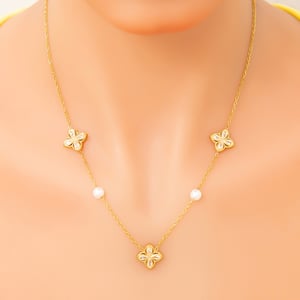 Collane in acciaio inossidabile color oro della serie Simple per le donne h5 Immagine5