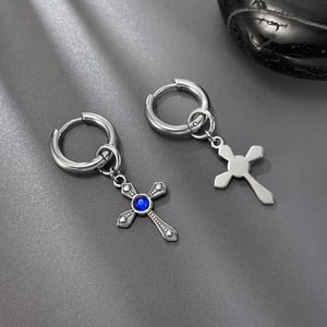 Orecchini da uomo in acciaio inossidabile con croce luminosa h5 Immagine4