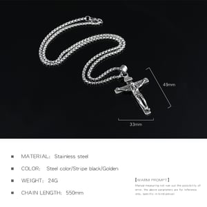 Religious Cross Stainless Steel Gold Color Men's Necklaces h5 Picture7
