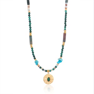 Collares de cuentas de malaquita geométrica bohemia para mujer h5 Imagen5