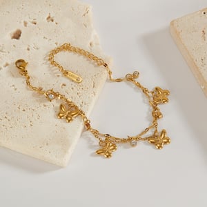 1 Piece Exquisite Series Butterfly Stainless Steel Double-layer Gold Color Women's Charm Bracelets h5 Picture3