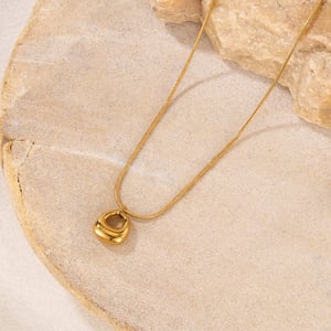 1 Stück Simple Series Tägliche geometrische Edelstahl Goldfarbene Damen-Anhängerketten h5 Bild4