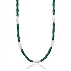 Collares de cuentas de malaquita geométrica bohemia para mujer h5 