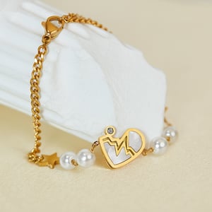 1 Piece Vogue Series Daily Heart Stainless Steel Gold Color Women's Chain Bracelets h5 Picture5