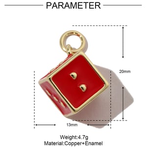 1 Piece Modern Series Daily Dice Shape Copper Gold Color Women's Pendants h5 Picture2