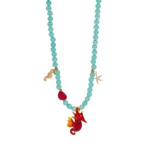 1 Piece Vivid Series Vacation Glass Sea Horse Stainless Steel Gold Color Natural Stone Women's Beaded Necklaces h5 Picture6
