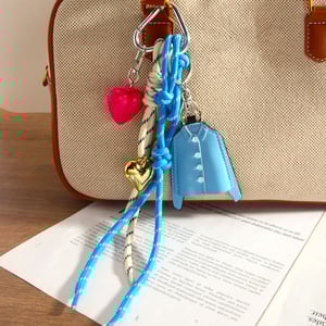 1 Stück PU Blau Hemd Charme Schlüsselanhänger Liebe Geflochtene Seil Tasche Anhänger h5 Bild4
