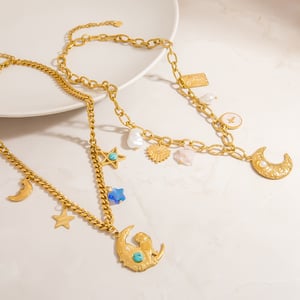 Moon Stainless Steel Gold Color Pendant Necklaces h5 Picture3