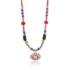 1 Piece Radiant Series Retro Chic Eye Stainless Steel Gold Color Women's Beaded Necklaces h5 Picture8
