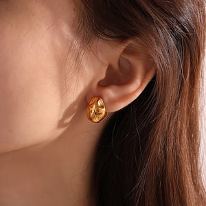 Geometric Titanium Steel Gold Color Clip-on Earrings h5 Picture4