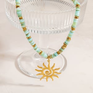 Designable Sun Stainless Steel Gold Color Natural Stone Women's Beaded Necklaces h5 Picture7