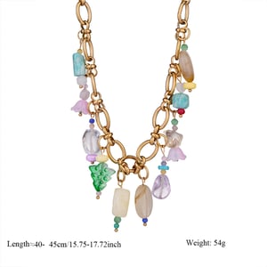 Designable Irregular Natural Stone Stainless Steel Gold Color Women's Pendant Necklaces h5 Picture2