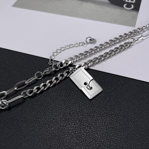 Dikdörtgen Plaka Paslanmaz Çelik Erkek Kolye Uçları h5 Resim3