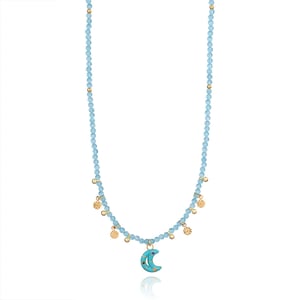 1 Piece Gorgeous Series Elegant Moon Stainless Steel Gold Color Natural Stone Women's Pendant Necklaces h5 Picture11