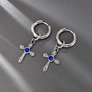 Orecchini da uomo in acciaio inossidabile con croce luminosa h5 Immagine2