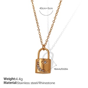 Lock Stainless Steel Gold Color Pendant Necklaces h5 Picture2