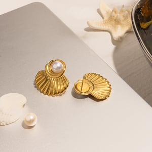 Retro Edelstahl Gold Farbe Ohrstecker h5 Bild6