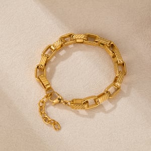 Versatili ed eleganti bracciali a catena rettangolari in acciaio inossidabile da uomo h5 Immagine3