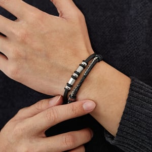 Pulseras de acero inoxidable para hombre, diseño geométrico punk, serie simple, 1 pieza h5 Imagen4