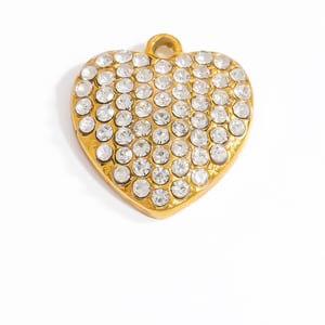 1 Stück Simple Series Retro Herz Edelstahl Goldfarben Strass Damen Anhänger h5 Bild7