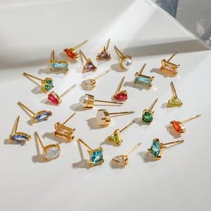 Simple Stainless Steel Gold Color Birthstone Charm Bracelets h5 Picture2