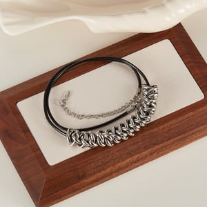 Halat Patchwork Paslanmaz Çelik Erkek Zincir Kolyeler h5 Resim3