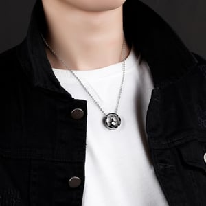 Collar con colgante de aro de estrella radiante de acero inoxidable para hombre (1 pieza) h5 Imagen5