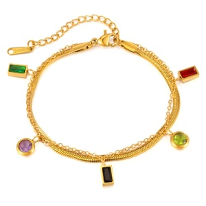 1 Piece Gorgeous Series Daily Rectangular Pendant Stainless Steel Gold Color Women's Chain Bracelets h5 Picture6