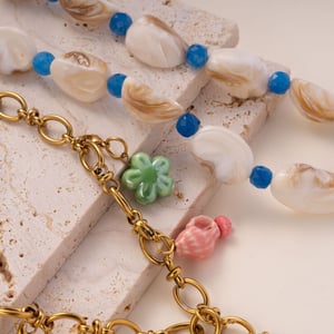 Oceanic Series Stainless Steel Gold Color Natural Stone Women's Pendant Necklaces h5 Picture4