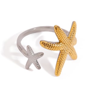 1 Piece Simple Series Natural Turtle Stainless Steel   Gold Color  Women's Adjustable Rings h5 Picture6