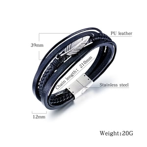 Braccialetti da uomo in acciaio inossidabile con piuma sobria, 1 pezzo h5 Immagine8