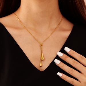 1 Stück Elegante Serie Tägliche Tropfen Verstellbare Edelstahl Gold Farbe Damen Anhänger Halsketten h5 Bild3