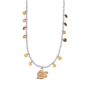 Glamorous Fish Stainless Steel Gold Color Natural Stone Women's Beaded Necklaces h5 Picture6