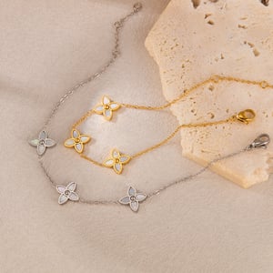 1 Piece Classic Series Exquisite Flower Stainless Steel Gold Color Shell Women's Chain Bracelets h5 Picture4