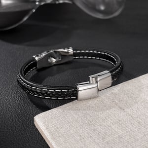 Braccialetti da uomo in acciaio inossidabile con motivo geometrico industriale, 1 pezzo h5 Immagine5