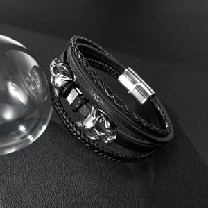 1 pulsera de cuero de leopardo con diseño de roca para hombre h5 Imagen4