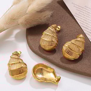 Drop Stainless Steel Gold Color Stud Earrings h5 Picture2