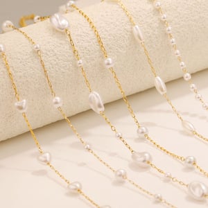 1 Piece Elegant Natural Beads Stainless Steel Women's Chain Necklaces h5 Picture4