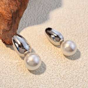 Classic Droplet Stainless Steel Gold Color Stud Earrings h5 Picture2