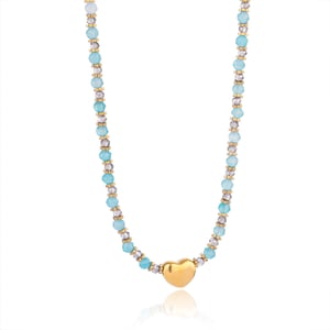 1 Piece Radiant Series Elegant Heart Stainless Steel Gold Color Women's Crystal Beaded Necklaces h5 Picture6