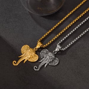 1 Adet Karmaşık Fil Paslanmaz Çelik Erkek Kolye h5 Resim4