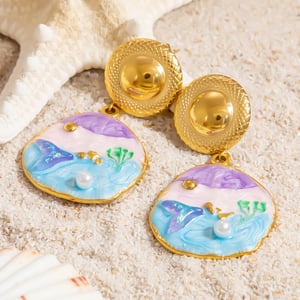 Shell Stainless Steel Gold Color Drop Earrings h5 Picture5