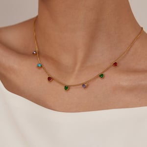 1 Piece Polychrome Series Exquisite Heart Shape Stainless Steel Women's Pendant Necklaces h5 Picture4