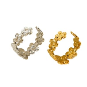 Light Luxury Flower - shaped Gold - colored Stainless Steel Women's Rings h5 Picture5