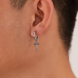 1 Paar filigrane Kreuz-Ohrstecker aus Edelstahl für Herren h5 Bild3