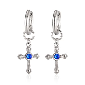 Orecchini da uomo in acciaio inossidabile con croce luminosa h5 